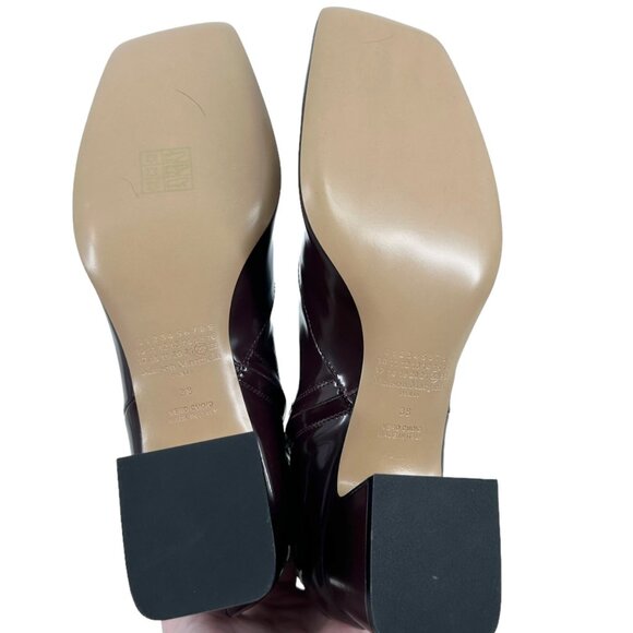 NWOB Maison Margiela Four Stitch Burgundy Patent Leather Boots - Picture 6 of 10